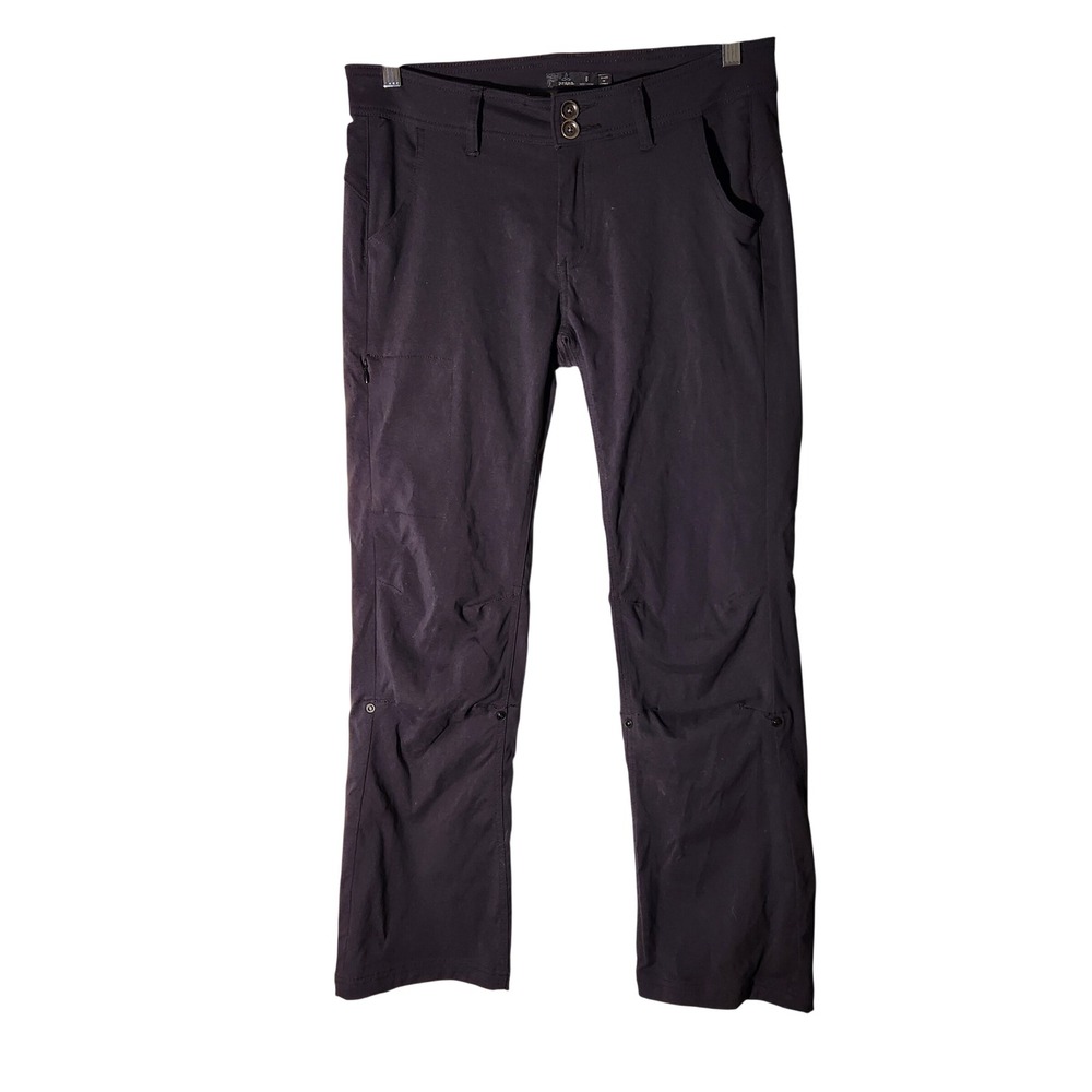 Prana Halle Hiking Pants 8 Short Grey Roll Up Leg Stretch Nylon Outdoor